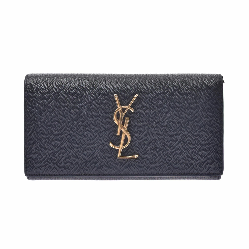 SAINT LAURENT Leather Long Wallet Black